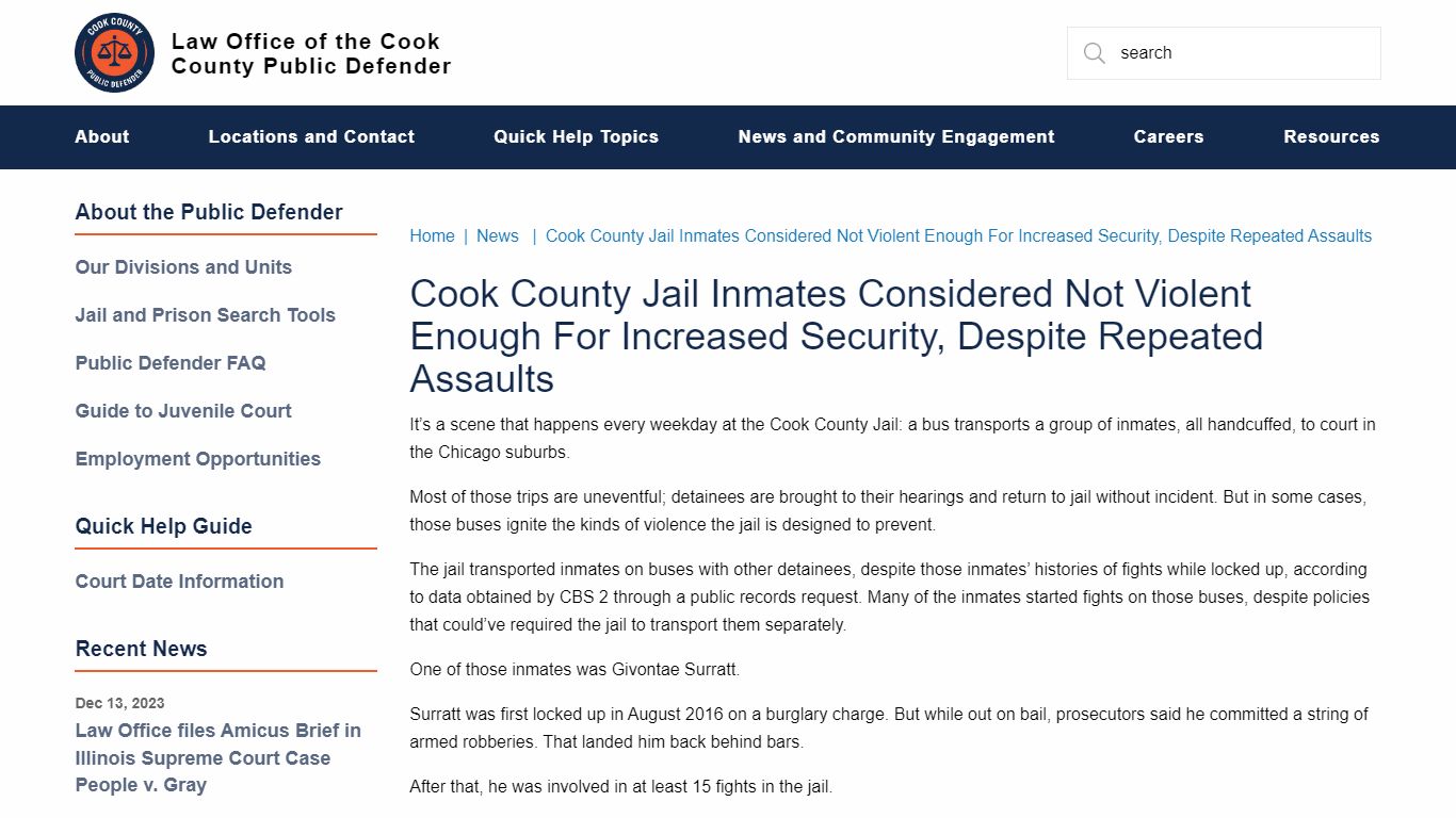 Cook County Jail Inmates Considered Not Violent Enough For Increased ...